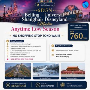 6D5N Beijing – Universal Shanghai- Disneyland Muslim ” NO SHOPPING STOP TOKO WAJIB”